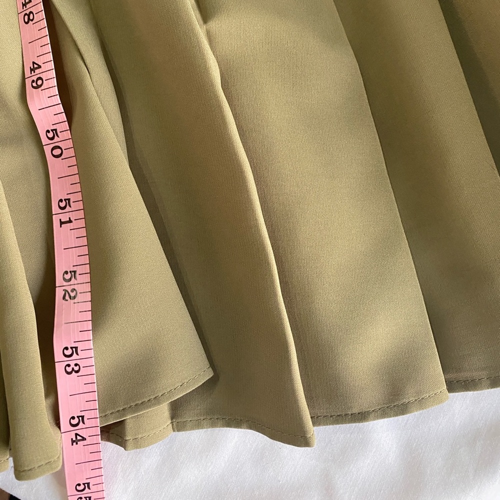 mare mare x ANTHROPOLOGIE Khaki Pleated Twofer Pleated Sleeveless Maxi Dress M - Picture 12 of 12